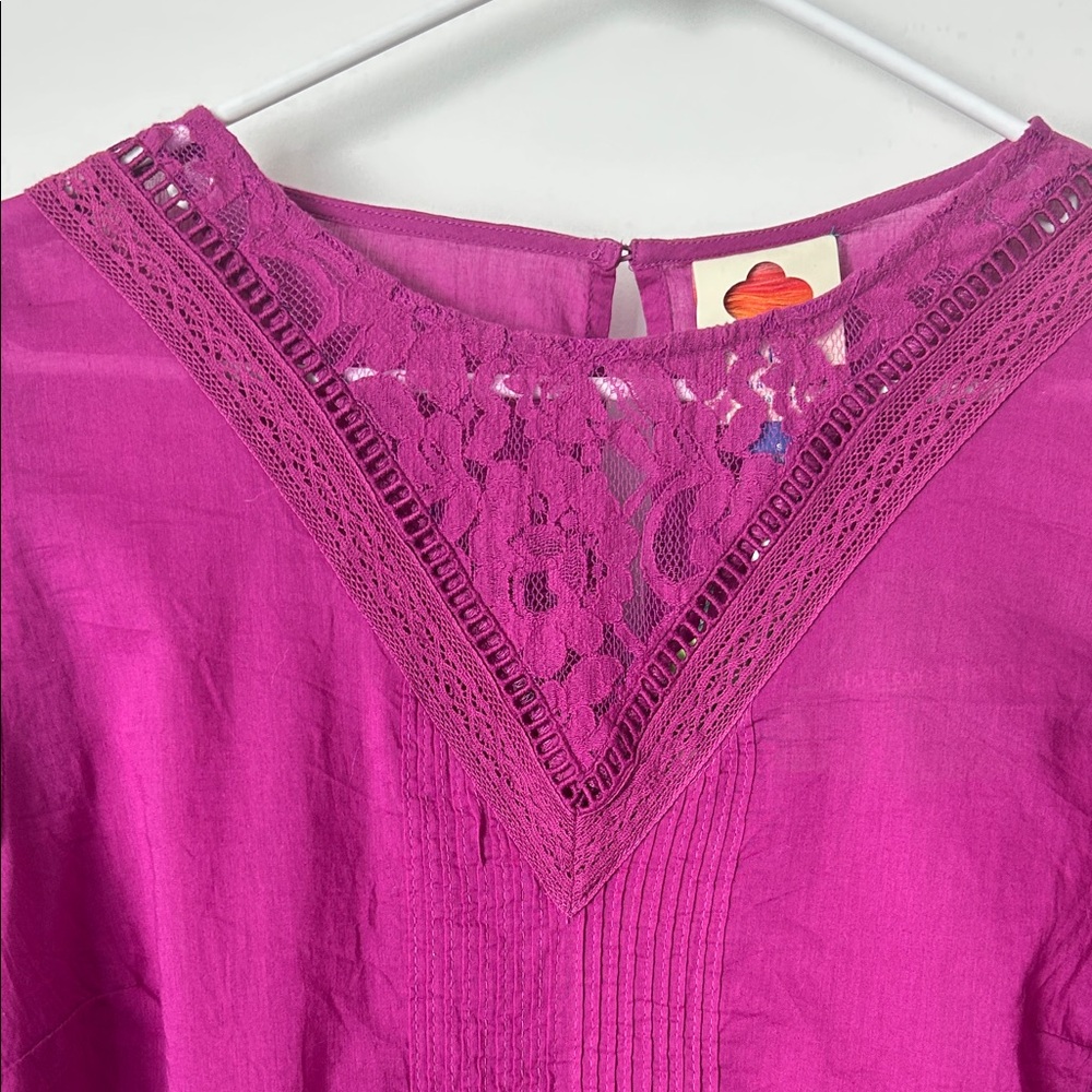 FARM rio for Anthropology Cotton Magenta Top Size Small